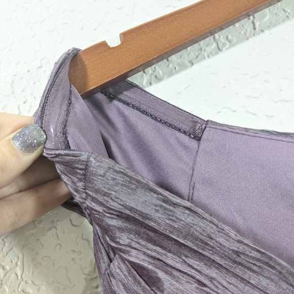 ELIZA J Taffeta Body Con Above Knee Lilac Purple Dress Off Shoulder Ruched 12 - Picture 7 of 9